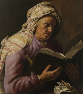 Yaşlı kadın okuma. 1626-33 by Jan Lievens