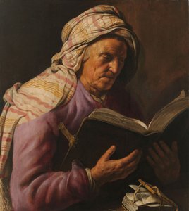 Yaşlı Kadın Okuyor by Jan Lievensz.