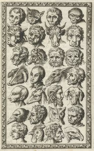 28 insan ve hayvan başı (28 koppen van mensen en dieren). 1682 by Jan Luyken