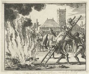 Anneken Hendriks, bir merdivene bağlı, Amsterdam