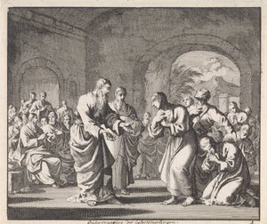 Beş inananın ilmihali İnancın Müritlerinin Sorgusu (nesne üzerindeki başlık) by Jan Luyken