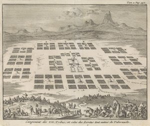 Çadırın Çevresinde Kurulan On İki İsrail Kabilesinin Kampları Campement des XII Tribus, et celui des Levites tout autour du Tabernacle (nesne üzerindeki başlık)