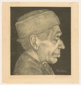 Douwe portresi şapkalı by Jan Mankes (signed by artist)