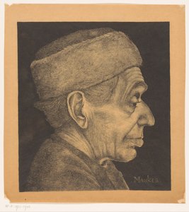 Douwe portresi şapkalı by Jan Mankes