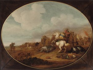 Bir süvari çatışması by Jan Martszen de Jonge