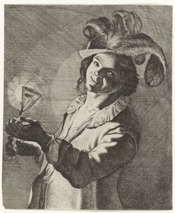Elinde bir bardakla gülümseyen çocuk by Jan Matham (possibly)
