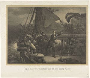 Jan van Speijk sigortayı beklemeye almak üzere, 1831 Son düşüncesi bayrağının onuruydu (nesne üzerindeki başlık)