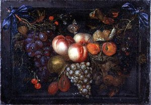 Bir Taş Niş İçinde Meyve Natürmort by Jan Pauwel the elder Gillemans