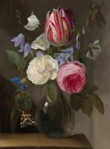 Cam Vazoda Güller ve Lale, 1650-1660 civarı (panel üzerine yağlıboya) by Jan Philip van Thielen