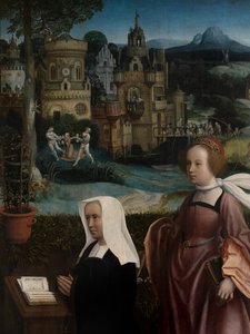 Donörün Aziz Nicholas ile ve Donörün Karısının Aziz Godeliva ile detayı, c.1515-21 (panel üzerine yağlıboya) by Jan Provoost