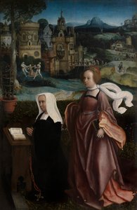 Bağışçının Aziz Nikola ile ve Donörün Karısının Aziz Godeliva ile detayı, c.1515-21 (panel üzerine yağlıboya) by Jan Provoost