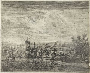 Bir kilise ile köy manzarası by Jan Ruyscher
