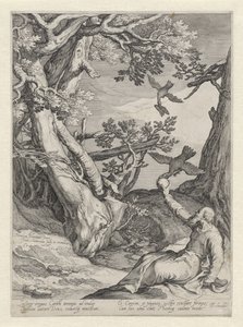 İlyas vahşi doğada kuzgunlar tarafından beslenir Achia ve Elijah peygamberlerin hayatlarından dört sahne (dizi adı) by Jan Saenredam
