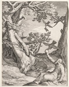 Elijah Vahşi Doğada Besleniyor, Ravens, 1604. by Jan Saenredam