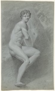 Oturan erkek çıplak, sağda, bir ağacın önünde by Jan Tersteeg (possibly)