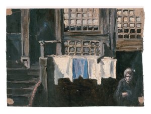 "Delft'teki Eski Cephe" (çalışma) (tuval üzerine yağlı boya) by Jan Toorop