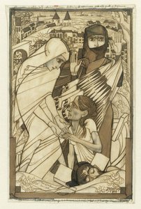 1926 sel sırasında sembolik olarak sunulan kabartma by Jan Toorop
