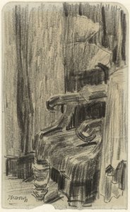 Koltuk kısmen perdeyle örtülü by Jan Toorop
