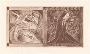 Elinde bir maske olan çiçekli bir rahibe ve iki hayaletle Twists için kapak by Jan Toorop