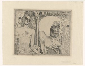 Genç kadınlar tarafından çevrili yaşlı kadın Kadının gençliği ve yaşı (orijinal başlık) by Jan Toorop