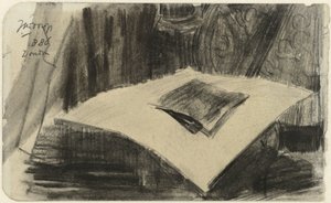 Karanlık bir arka planda yatan yazdırma by Jan Toorop
