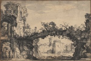 Yıkıntılarla Manzara (recto); Kadın Başı ve Hayvanlar (verso)