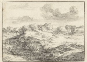 Uzakta Bir Kulübe ile Kumul Manzarası by Jan Vermeer van Haarlem (I) (attributed to)