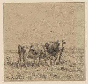 Bir çayırda iki inek by Johannes Martinus Vrolijk