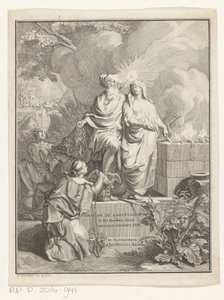 Patrik İbrahim ve Hakikat ile alegorik başlık sayfası Başlık sayfası: Arnold Hoogvliet, patrik Abraham, XII Boeken, 1728