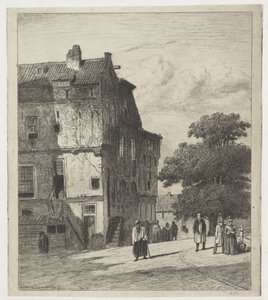 Amsterdam'da bir caddenin görünümü by Jan Weissenbruch