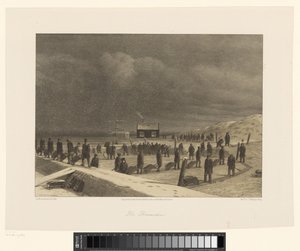 Lahey yakınlarındaki kum tepelerinde kum kazısı Dune İşçileri (nesne üzerindeki başlık)