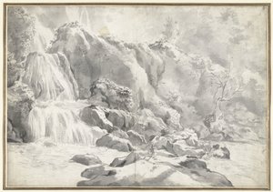 Bir Ressam ile Tivoli'deki Çağlayan'ın Görünümü by Jan Worst (attributed to)