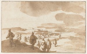 Scheveningen yakınlarındaki Kum Tepelerinde İki Figür Eskizleri Scheveningen'deki kum tepelerindeki insanlar by Jan de Bisschop