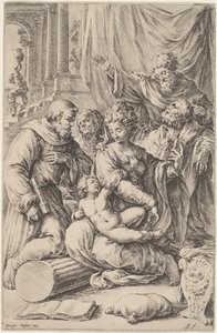 Azizler ile Kutsal Aile by Jan de Bisschop, after Giorgio Vasari