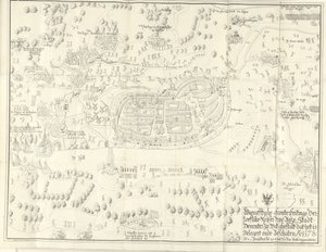 Deventer'in kuşatılması ve ele geçirilmesi, 1578 Keyser vrye Anze Stadt Deventer Ne tür bir gölgede olduğu Belgert onde Beschaten Ao. 1578 (nesne üzerindeki başlık) by Jan de Lange (II) (signed by artist)