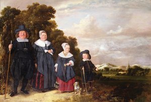 Bir Ailenin Grup Portresi (panelde yağlı boya) by Jan or Johannes Hals