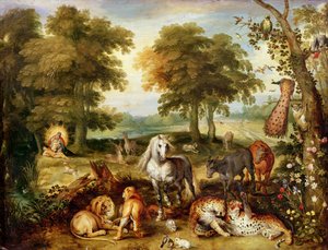 Yeryüzündeki cennet (bakır üzerine yağ) by Jan the Elder Brueghel