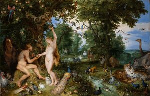 İnsanın Düşüşü ile Cennet Bahçesi, c. 1615. by Jan the Elder Brueghel