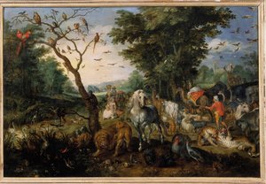 Jan Bruegel (veya Breugel veya Brueghel veya Breughel) tarafından eski Bruegel de Velours (1568-1625) 17. yüzyıl Orleans, Musee des Beaux Arts - Hayvanların Nuh
