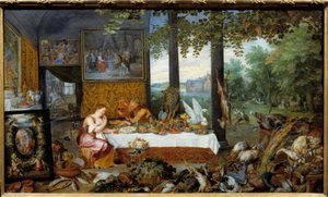 tadı. Beş duyunun alegorisi Resim Jan I Brueghel Dit De Velours (1568-1625) Ec. alev by Jan the Elder Brueghel