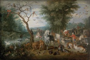 Hayvanlarla Cennet Manzarası - Peinture de Jan Brueghel the Younger (1601-1678) - 1613-1615 - Ahşap üzerine yağlı boya - 61x90,2 - Szepmuveszeti Muzeum, Budapeşte