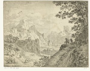Gezginlerle nehir manzarası Ren manzaraları (dizi başlığı) by Jan van Aken