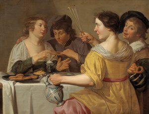 Pretzel yiyenler. 1630-40 by Jan van Bijlert