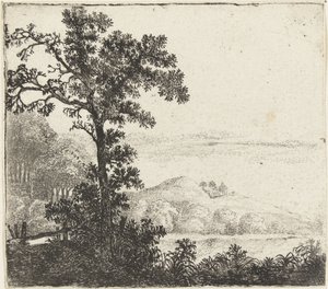 Bir nehir kıyısında ağaç ile manzara by Jan van Brosterhuyzen