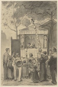 Bir kukla gösterisinin önünde seyirciler by Jan van Essen (possibly)