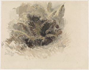 Scherpenzeel'de bir bahçede Kral eğreltiotu by Jan van Essen