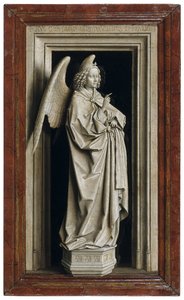 Müjde İki Parçası, sol panel, 1434-1435 by Jan van Eyck