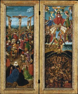 Çarmıha Gerilme; Son Yargı, c.1440-41 (tahtadan aktarılmış tuval üzerine yağlıboya) by Jan van Eyck