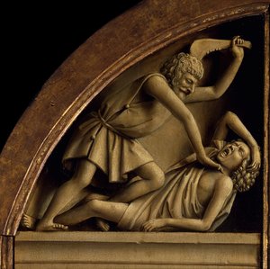 Ghent Altarpiece. Mistik Kuzuya Tapınma: Cain, Habil