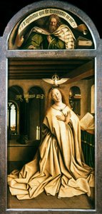 Ghent Altarpiece. Mistik Kuzuya Tapınma: Bakire Müjde, 1432. by Jan van Eyck